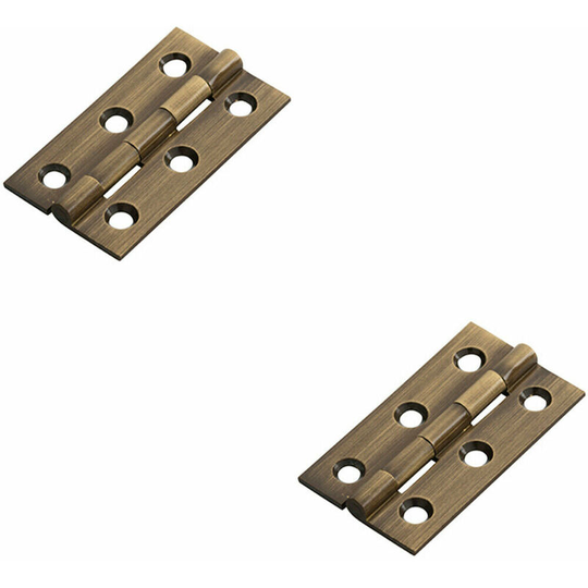2x pair 50 x 28 x 1.5mm Cabinet Hinge Antique Brass Small Cupboard Door