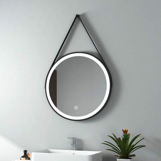 EMKE Round Bathroom LED Mirror - Dimmable Bathroom Mirror with LED Lights, 600 mm Illuminated Mirror with Touch Control, Automatic Power-off, Memory