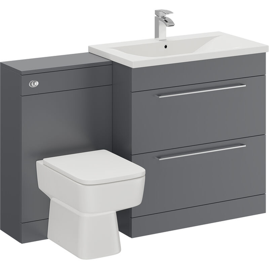 Napoli Gloss Grey 1300mm 2 Drawer Vanity Unit Toilet Suite - Gloss Grey