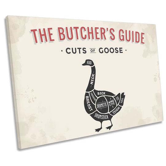 Butcher Cuts Goose Kitchen Framed CANVAS PRINT Wall Art