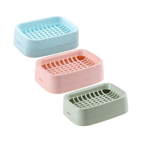 3 Pack Soap Dishes with Drain Hose, Used in Bathroom, Shower Room, Kitchen Countertop, Keeps Soap Dry and Clean (Blue, Pink, Green)