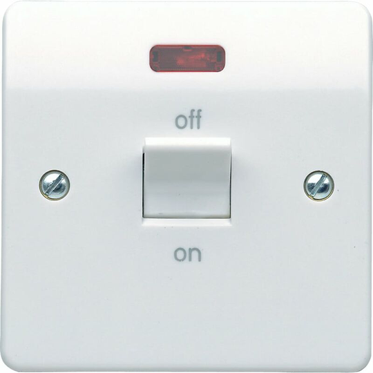 Mk Electric K5105RPWHI 32amp Double Pole Switch & Neon - White