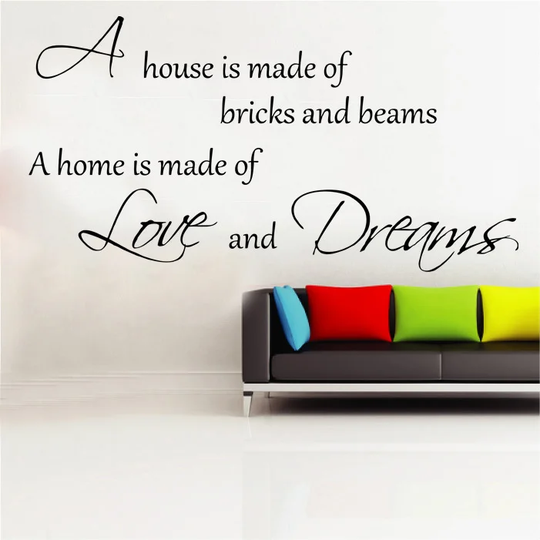 Home Is Made Of Love And Dreams Quote Decal Vinyl Wall Sticker
