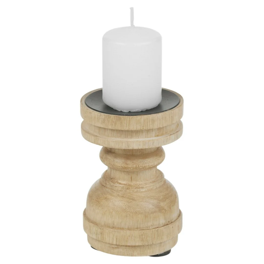 10Cm Wood Tabletop Candlestick