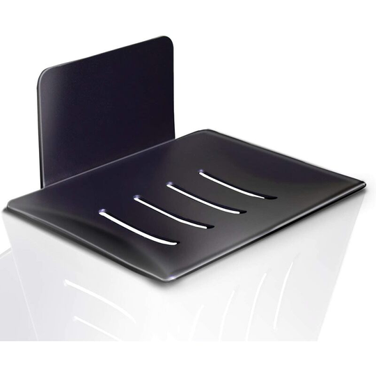 Perlerare - Wall Mounted Soap Dish, Stainless Steel Self Adhesive Shower Soap Dish, Bathroom Kitchen Soap Box, Used to Store Soap Sponge Brush(Black)