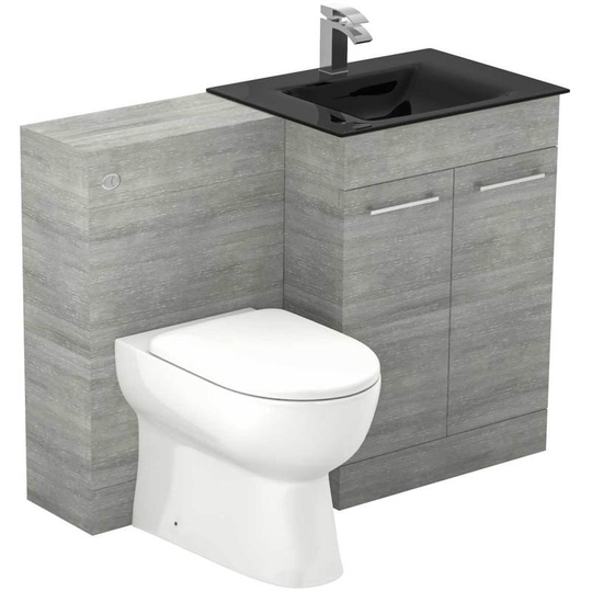 Wholesale Domestic - Venice Mono Anthracite Glass 1100mm 2 Door Molina Ash Vanity Unit Toilet Suite - Molina Ash
