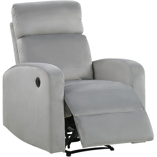 Modern Fabric Velvet Electric Recliner Armchair Light Grey Verdal - Grey