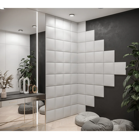 Bindi 30 cm x 30 cm Peel and Stick Upholstered Wall Paneling in White