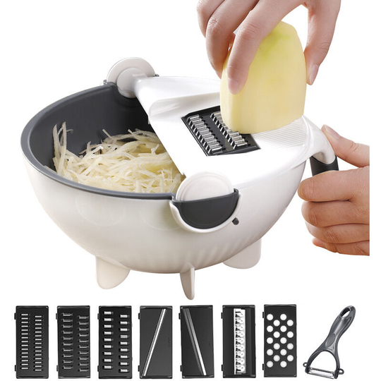 9 in 1 Multi-function Rotary Vegetable Cutter Fruit Cutter, Household Choppers, Fruit and Vegetable Shredder, Large Capacity Grater, Vegetable