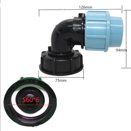 Tank Water Hose Connector Garden Lawn Hose Adapter Household Faucet Fitting Tool (32mm Elbow Adapter)