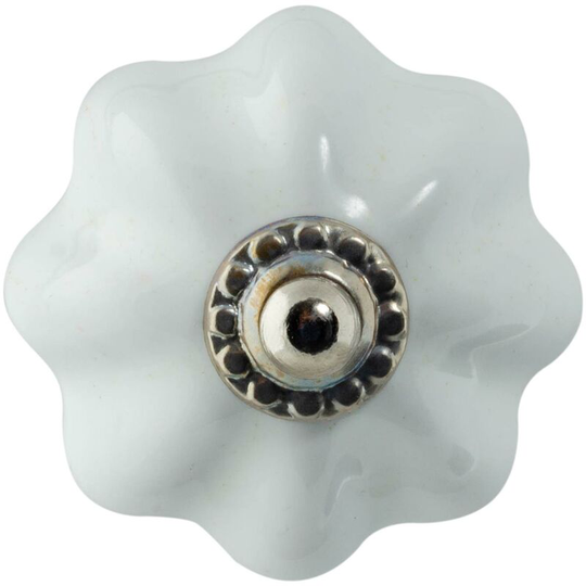 Nicola Spring Floral Ceramic Cabinet Knob - White