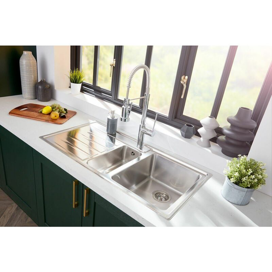 Rockford Kitchen Sink 1.5 Bowl lh Drainer Stainless Steel free Waste - Silver - Rangemaster