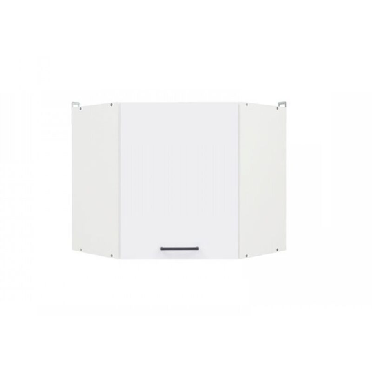White Low Gloss Corner Wall Unit 60cm Kitchen Cabinet Upper 1 Door Modern Junona - Grey / White
