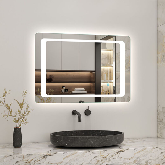 Acezanble - 900x650mm Bathroom Wall Mirror with led Lights,with Demister Pad,Touch Sensor,IP44,Landscape or Portrait