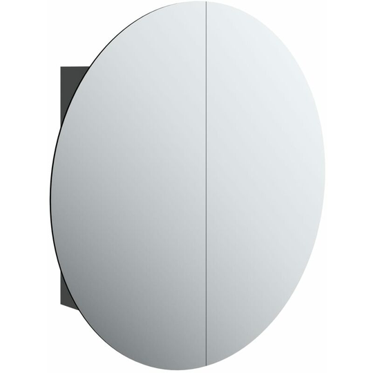 Bathroom Cabinet with Round Mirror&LED Black 54x54x17.5 cm Vidaxl Black