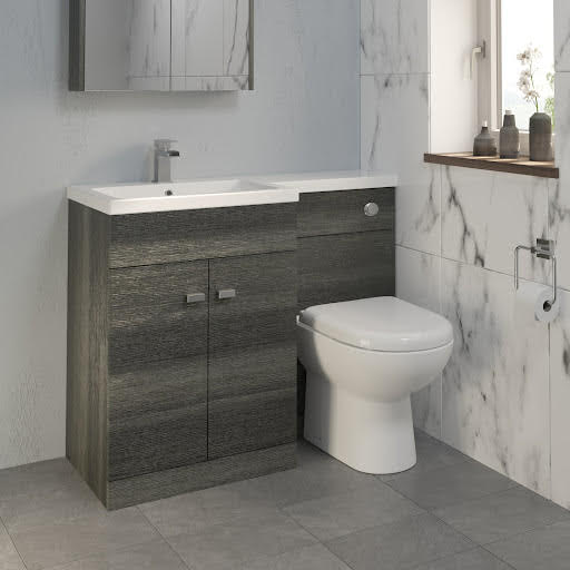 Aurora Toilet & Basin Vanity Unit Combination with Doors - 1100mm Charcoal Grey Left Hand