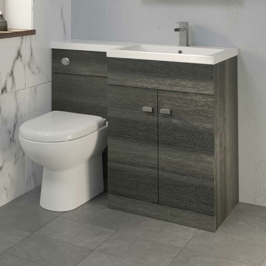 1100mm Bathroom Vanity Unit Basin & Toilet Combined Unit RH Grey