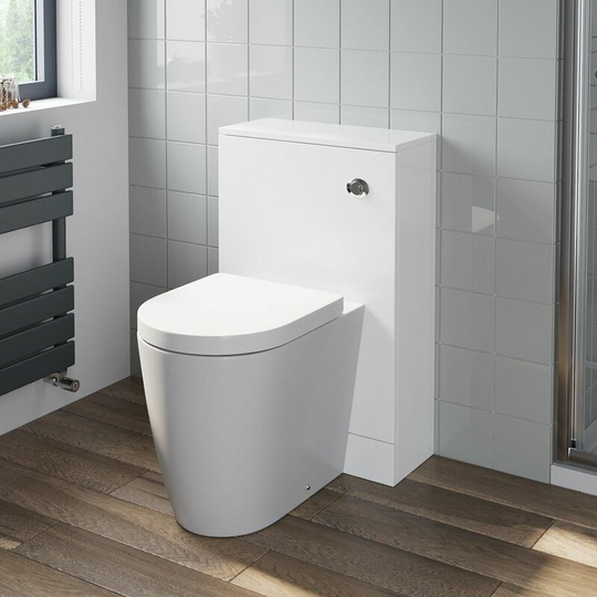 Bathroom Gloss White Flat Pack Concealed Cistern Unit Bordeaux Toilet 500 x 300 - White