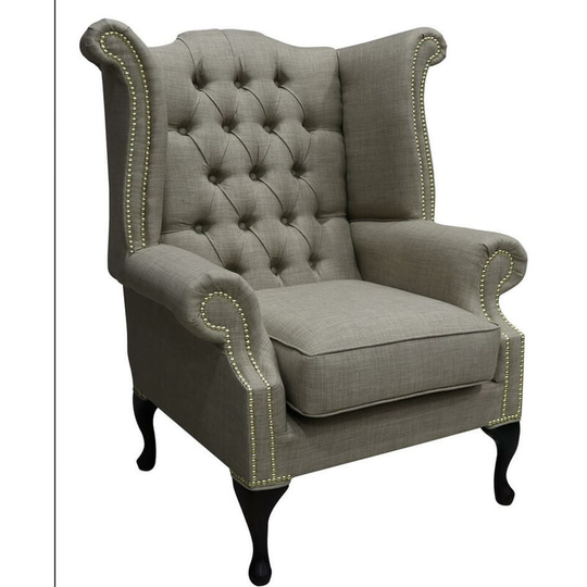 Chesterfield Linen Queen Anne High Back Wing Chair Charles Fudge
