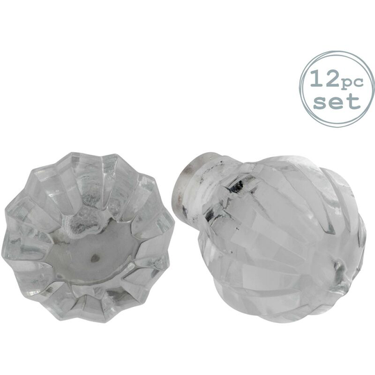 Glass Cabinet Knobs - Round - Pack of 12 - Nicola Spring