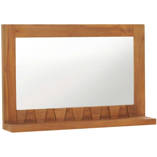 Wall Mirror with Shelf 60x12x40 cm Solid Teak Wood FF289071_UK - Topdeal