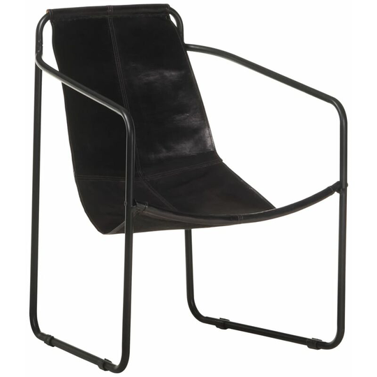 Relaxing Armchair Black Real Leather FF323727_UK - Topdeal