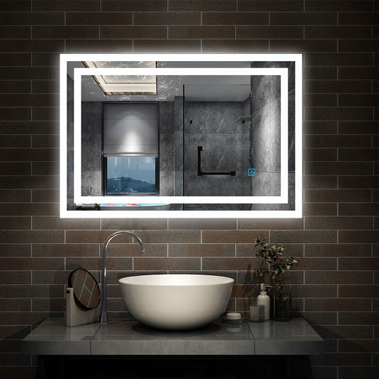 Backlit led Illuminated Bathroom Mirror with Light Sensor + Demister - Type b 1000 x 600mm