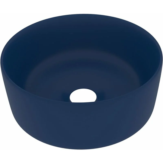 Luxury Wash Basin Round Matt Dark Blue 40x15 cm Ceramic Vidaxl Blue