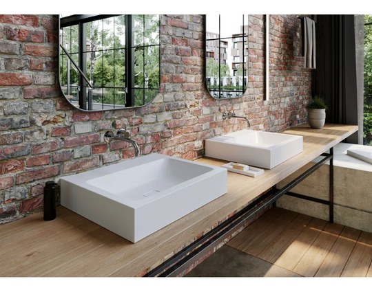 Cono Beige Steel Enamel Square Bathroom Sink