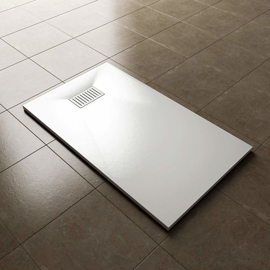 1200 x 700mm Slip-Resistance Shower Base Slate Effect Square Shower Enclosure Tray with Waste and Drain Cover & Grate - Elegant