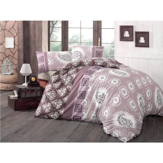 Cale Dusty/Rose/Brown/White/Beige 127 TC Modern & Contemporary Duvet Cover Set