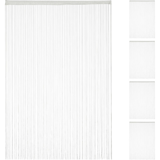 Relaxdays - Set of 5 White String Curtains, Can be Shortened, With Eyelet Top for Windows & Doors, 145x245 cm, White