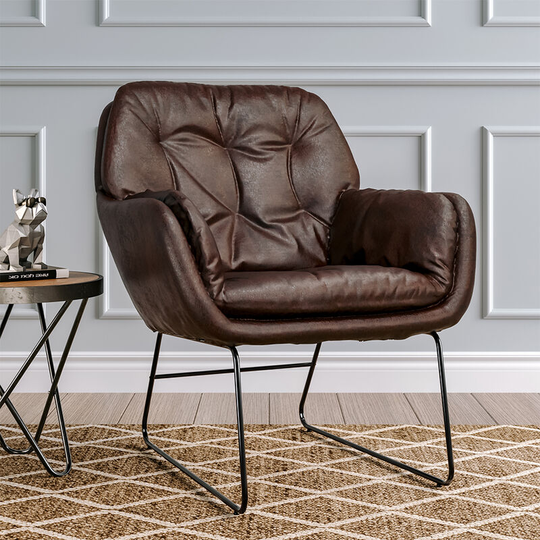 Dutch Velvet Metal Legs Leisure Armchair,Brown - Livingandhome