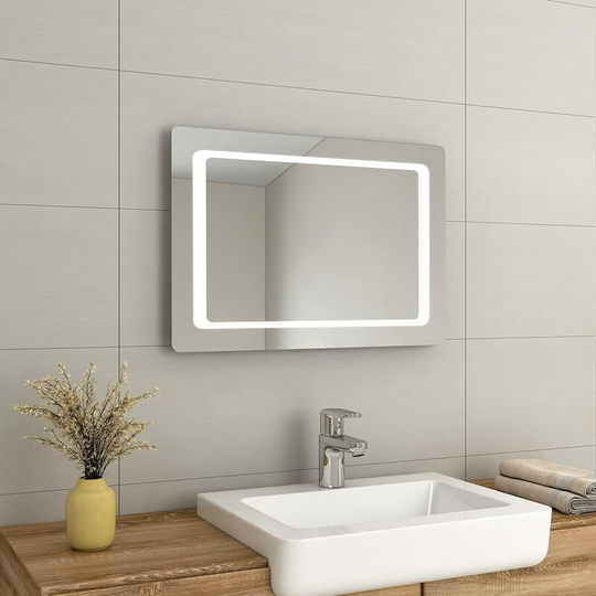 Emke - 700 x 500mm led Illuminated Bathroom Mirror with Sensor Switch | Demister Pad, Wall-Mounted Vanity Multifunction Mirror, Illuminated Smart