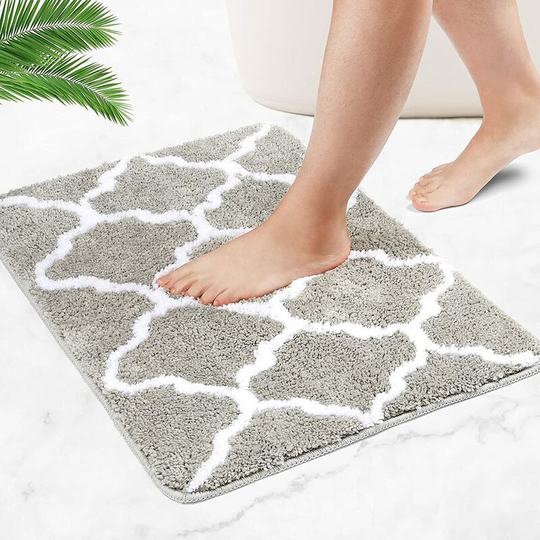 Perleraregb - Bathroom Mat, Non-Slip Bath Mat, Long Fluffy Microfiber Duvet Is Soft And Comfortable And Has Extremely Fast Water Absorption (Gray ,