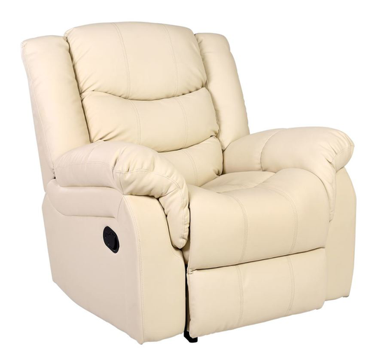 Seattle cream leather recliner armchair sofa home lounge chair reclining