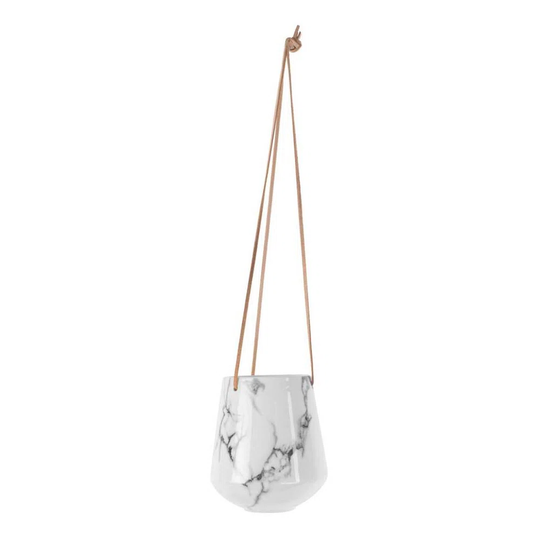 Marbled Ceramic Hanging Planter 13.5 X 15Cm White