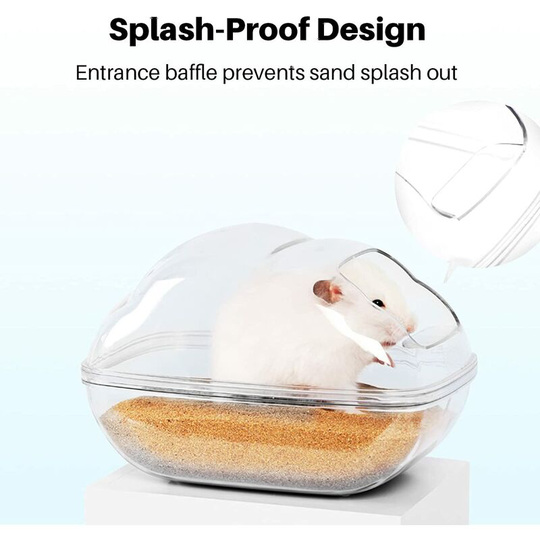 Perlerare - Hamster Sand Bath, Transparent Hamster Sand Bathtub with Shovel, Cage Accessories for Guinea Pig, Gerbil, Dwarfs (l)