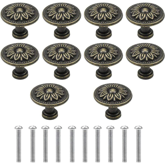 Natuce Bronze Vintage Drawer Knobs, 32mm Retro Drawer Handles, Cabinet Door Knobs, Furniture Knobs, Dresser Knobs, Drawer Knobs, Set of 10