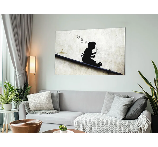 Drain Pipe Bubble Girl - Unframed Graphic Art on Metal