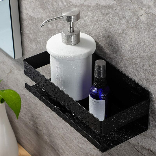 No Drilling Shower Holder, SUS304 Stainless Steel Self Adhesive Bathroom Holder (Black)