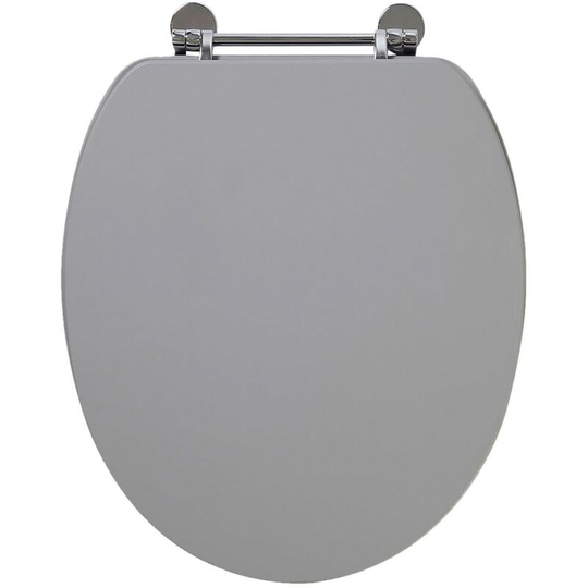 Wooden Soft Close Toilet Seat with Chrome Fittings - Dust Grey - Verona
