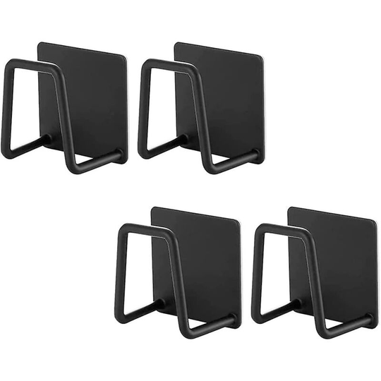 Sunflowergb - 4 Pieces Sponge Holder Self Adhesive Sink Kitchen Stainless Steel Waterproof Sponge Holder Hooks (black) Starlight