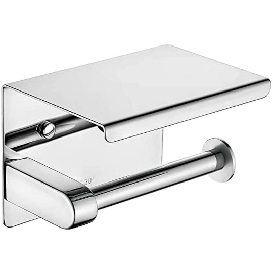 Bette Toilet Paper Holder, Wall Mounted Toilet Paper Holder, 304 Stainless Steel Toilet Roll Holder, Screw Installation or 3M Self-adhesive, Silver