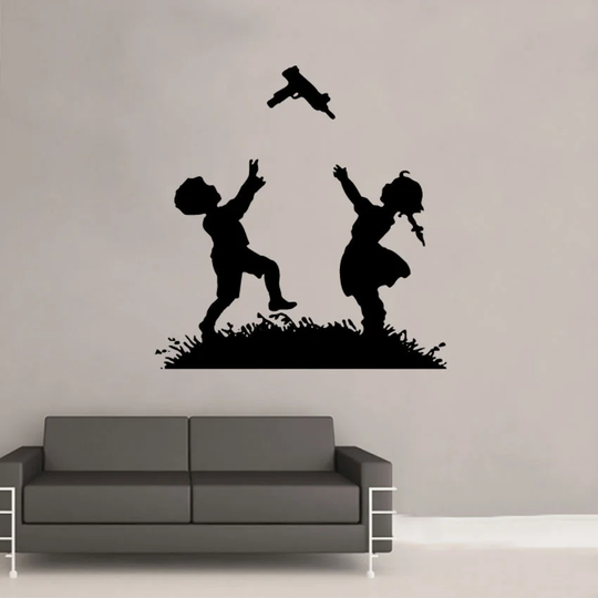 Banksy Playing Catch Decal Vinyl Wall Sticker