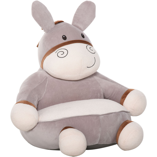 Animal Kids Sofa Chair Cartoon Donkey with Armrest 60 x 55 x 60cm Grey - Grey - Homcom