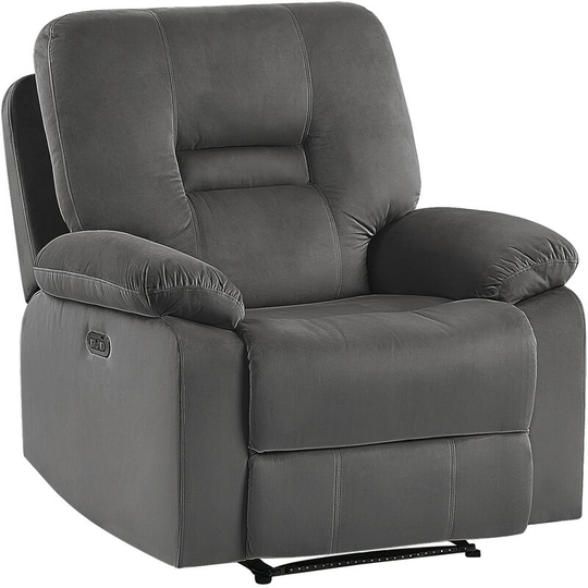 Beliani - Modern Velvet Recliner Chair Electric Reclining led Armchair Dark Grey Bergen - Grey