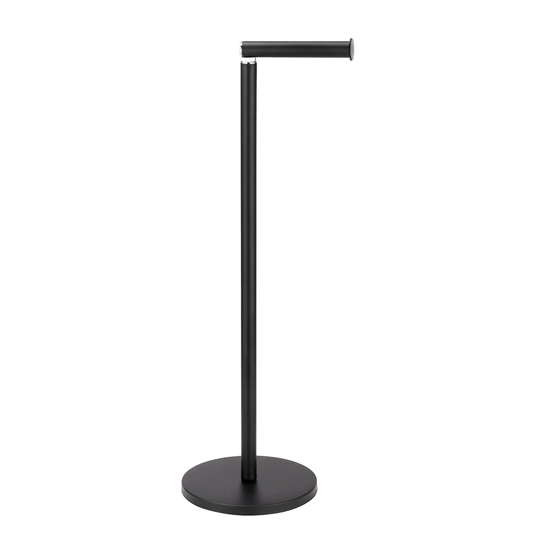 WENKO Stand Toilet Paper Holder 2 In 1 Black, With Toilet Paper Spare Roll Holder, Space Saving