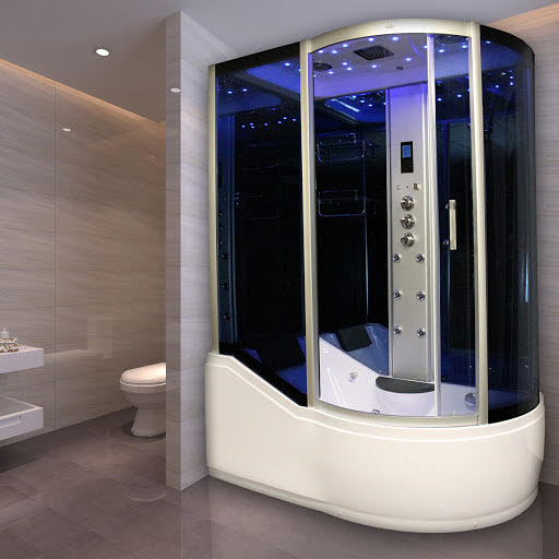 Insignia Offset Quadrant Steam Shower Cabin 1700 x 900mm - Silver Frame Left Hand