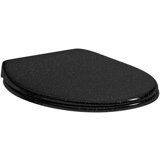 Universal glitter black toilet seat with soft close and quick release - Black - Accents